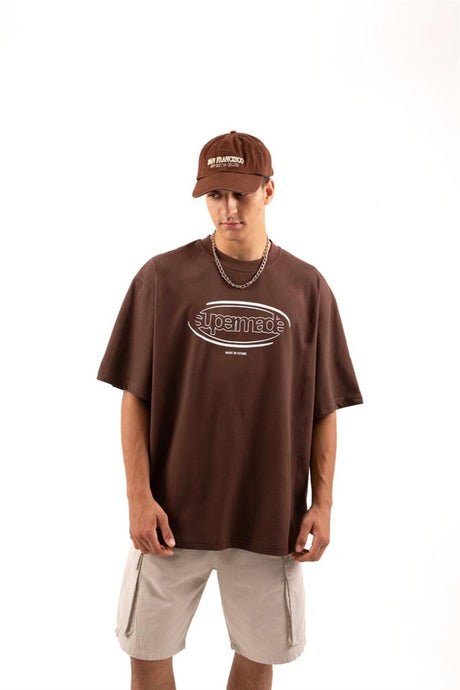 Supermade Printed Brown Oversize T-shirt Flaw-064-005-045