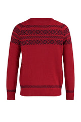 Red Mens Slim Fit Crew Neck Jacquard Knitwear Sweater Tmnaw23kz00012