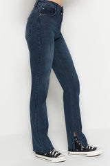 Blue Slit High Waist Flare Jeans Twoaw22je0382