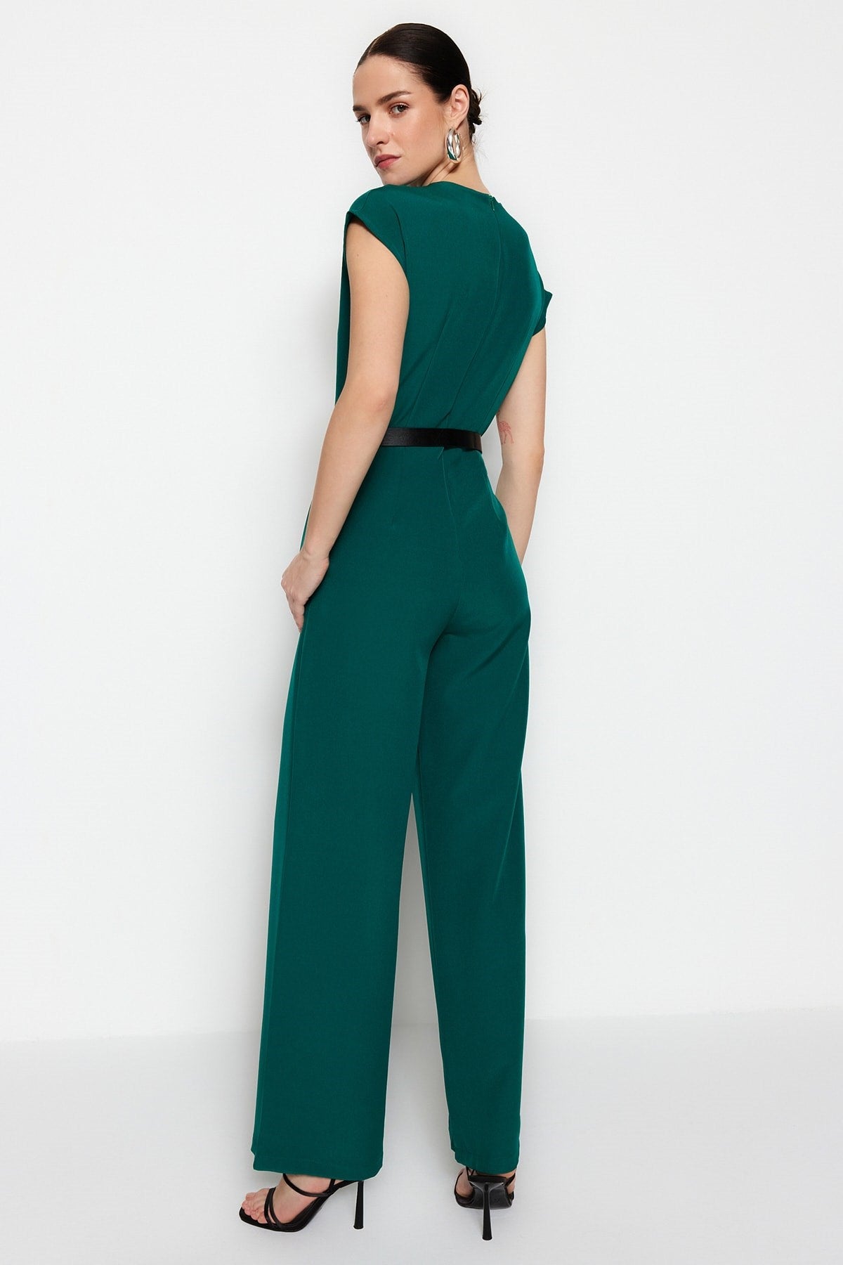 Emerald Green Belt Woven Jumpsuit Twoss21tu0004