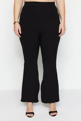 Black High Waist Spanish Leg Slit Detailed Knitted Pants Tbbaw23ar00030