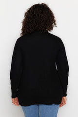 Black Shoulder Detailed Turtleneck Knitwear Sweater Tbbaw24an00002