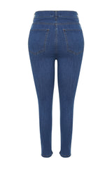 Dark Blue High Waist Flexible Skinny Jeans Tbbss22je0189