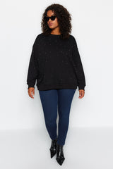 Black Thick Staple Detailed Knitted Sweatshirt Tbbaw24sw00000