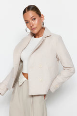 Stone Fitted Woolen Cashmere Coat Twoaw24kb00018