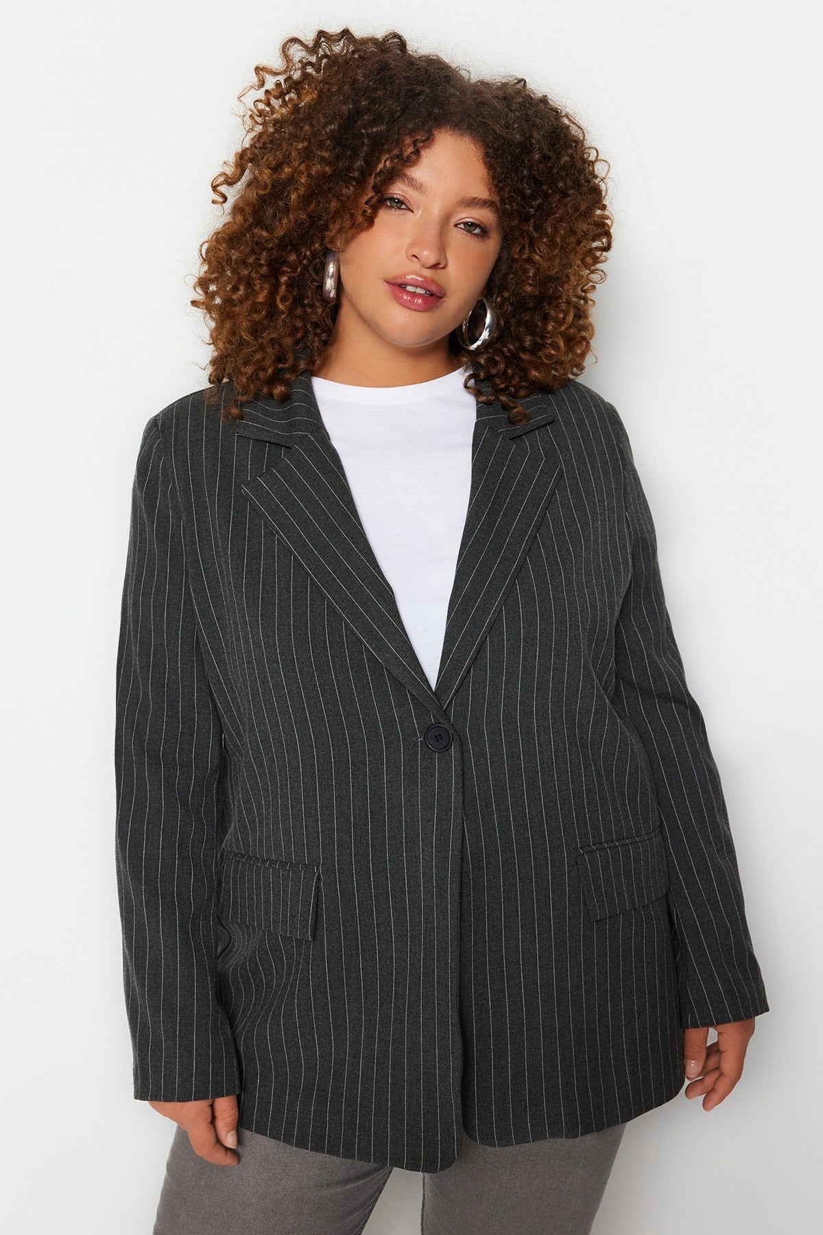 Striped Woven Blazer Jacket Tbbss23ag00017