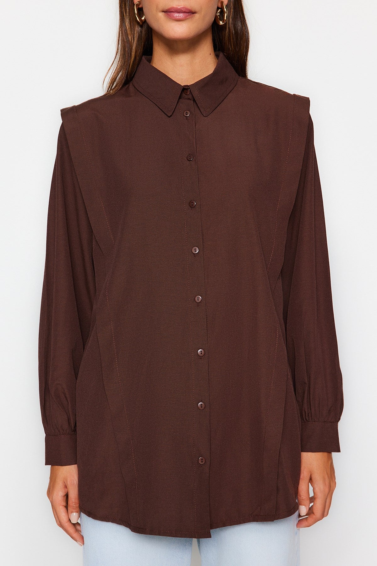 Ecru Ribbed Woven Shirt Tctaw24tg00005