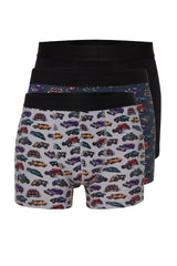 Multicolor Mens Car Patterned Cotton 3 Pack Boxer Tmnaw24bx00008