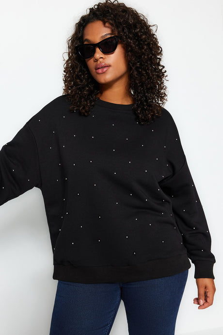 Black Thick Staple Detailed Knitted Sweatshirt Tbbaw24sw00000