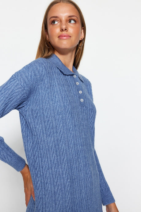 Indigo Hair Braided Knit Sweater Tctaw24ak00157