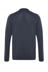 Grey Men's Slim Fit Crew Neck Raglan Sleeve Textured Wool Blended Knitwear Sweater Tmnaw22kz0290