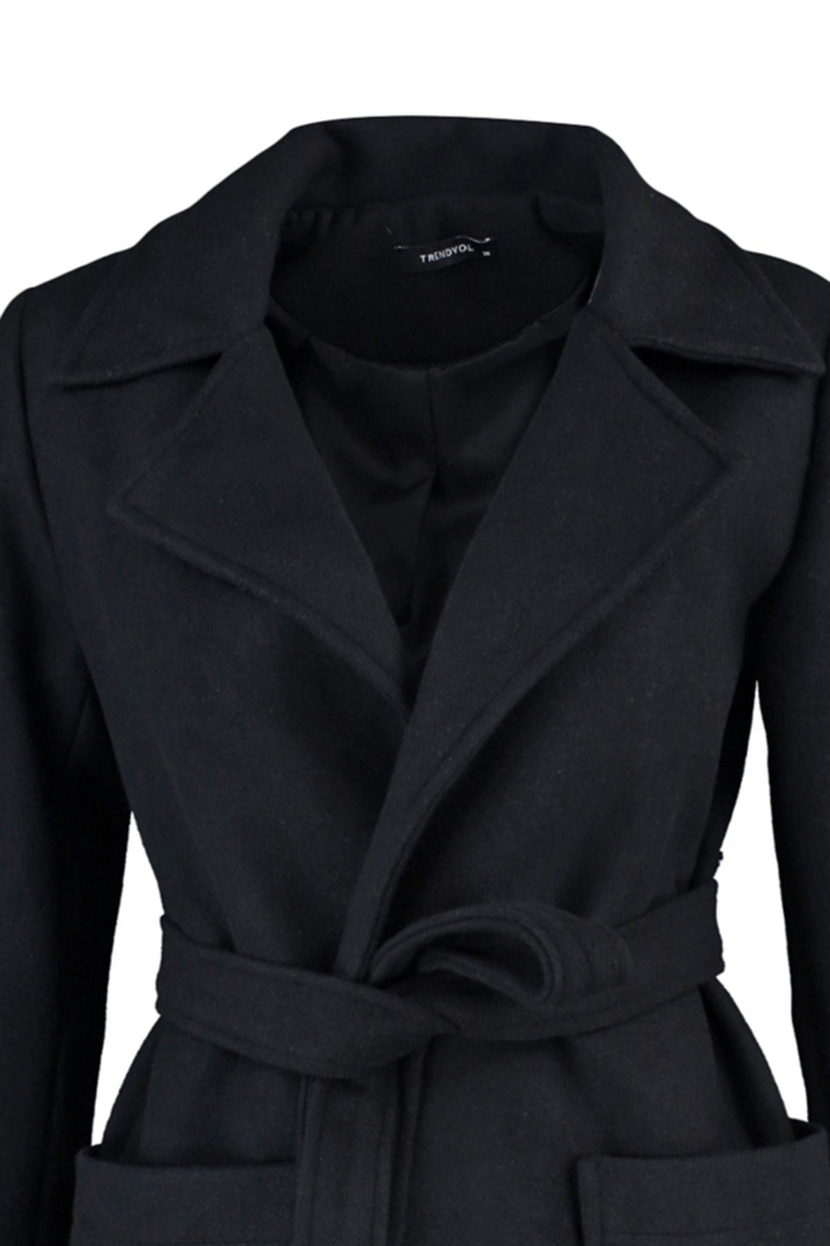 Black Fitted Belted Woolen Cashmere Coat Twoaw20kb0032