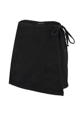 Black Asymmetric Closure Denim Shorts Skirt Twoss21sr0166