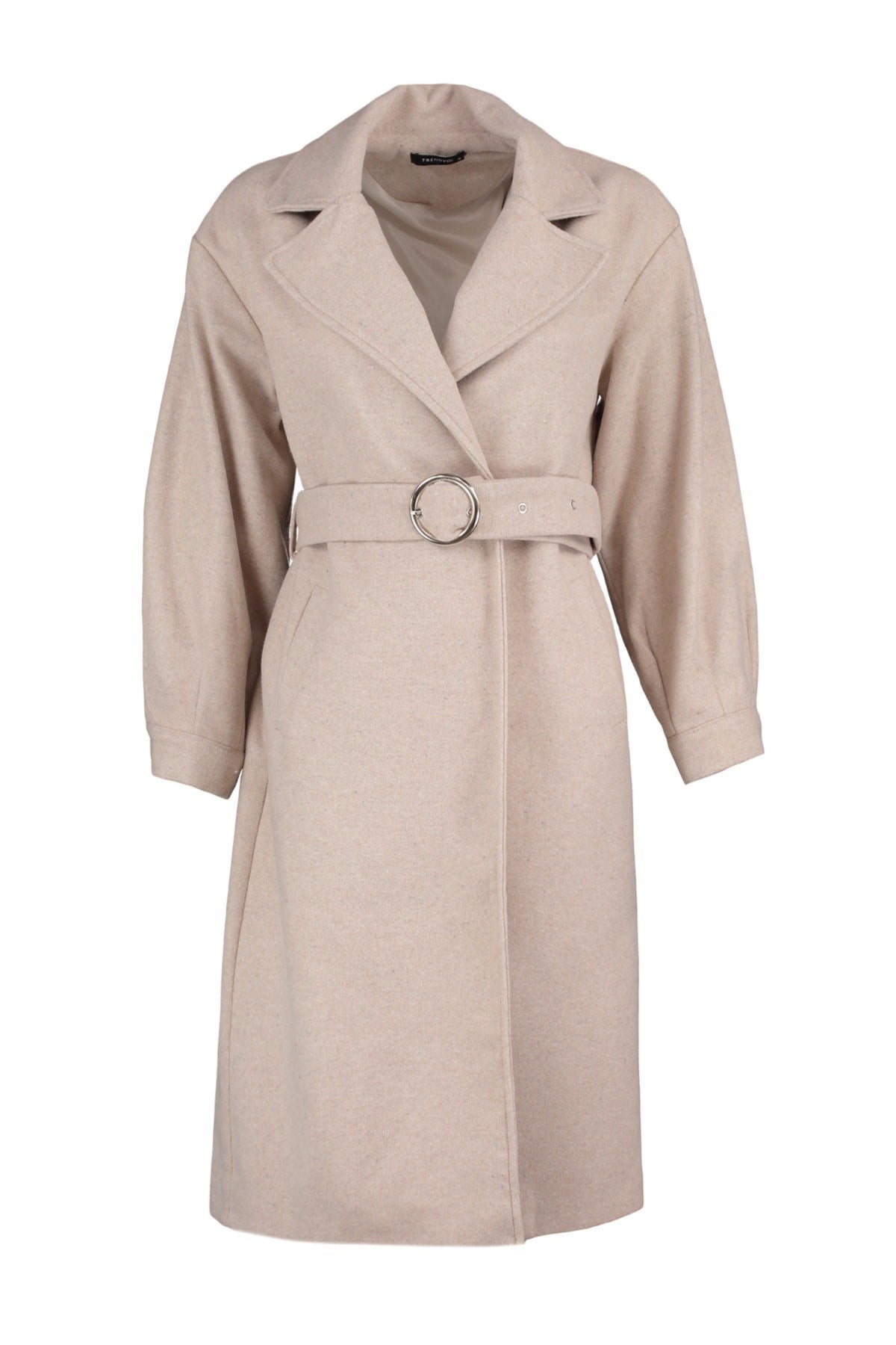 Stone Round Belt Long Woolen Cashmere Coat Twoaw20kb0029