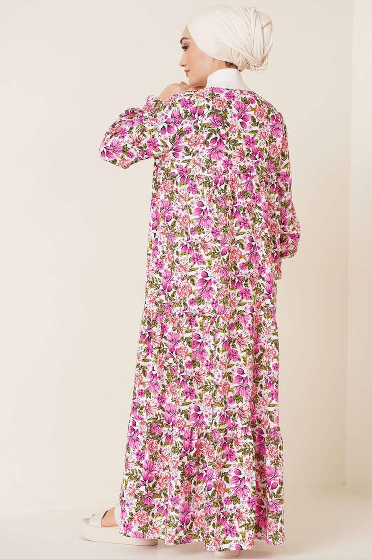 2175 Patterned Burkini Dress - A.fuchsia 2175bgd19