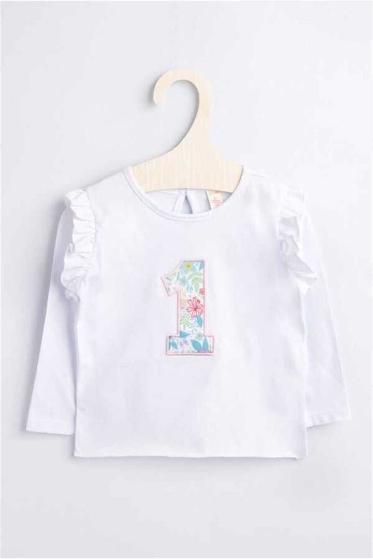 Long Sleeve 1 Figure Embroidered Long Sleeve Girl's T-shirt T2842