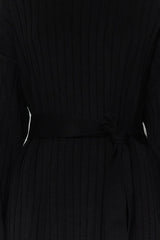 Black Belted Ribana Knitwear Dress Tctaw24eb00008