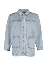 Boyfriend Denim Jacket With Light Blue Pockets Tbbss23ag00000