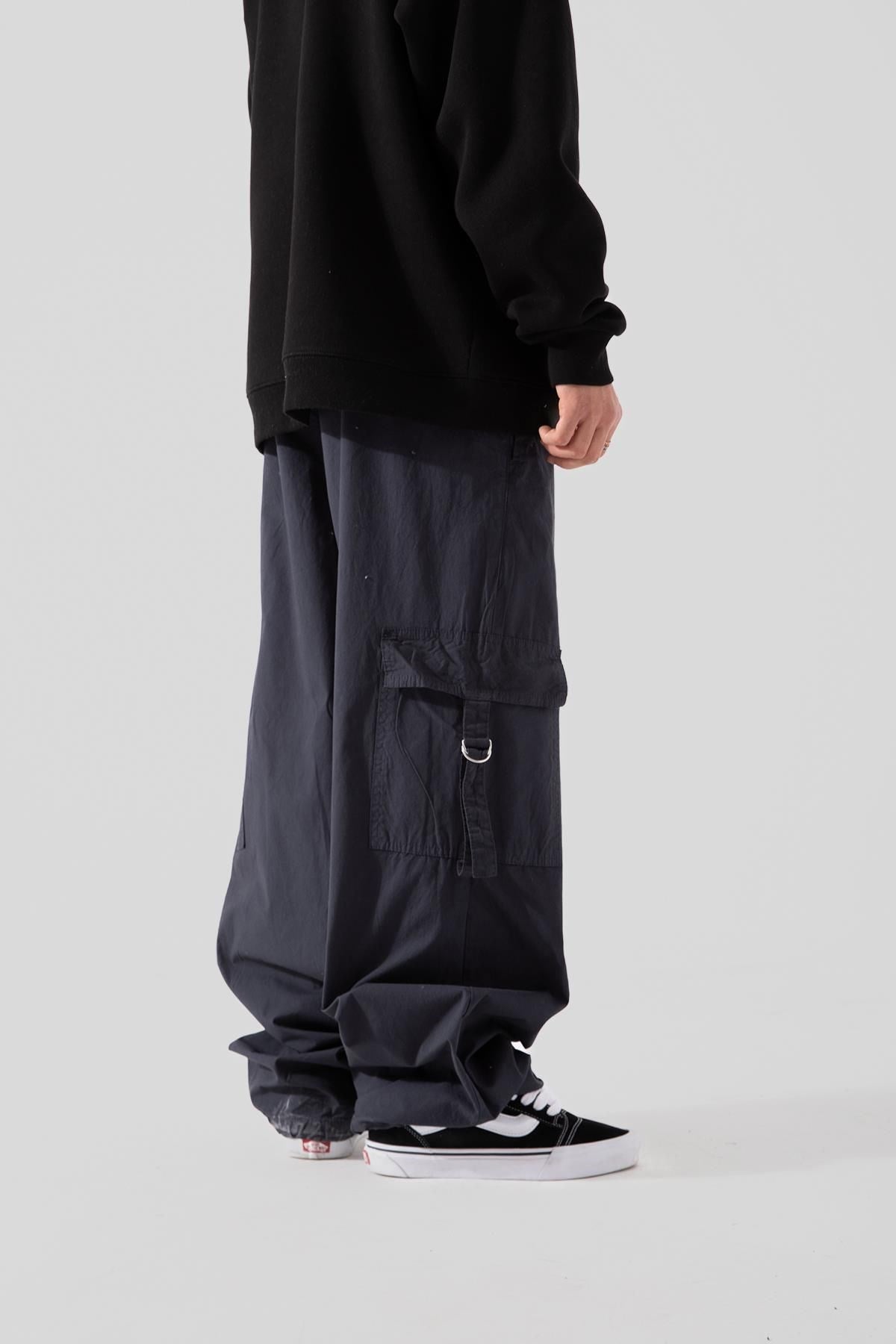 Navy Blue Cargo Pants With Stopper Buckle Flaw-062-002-073