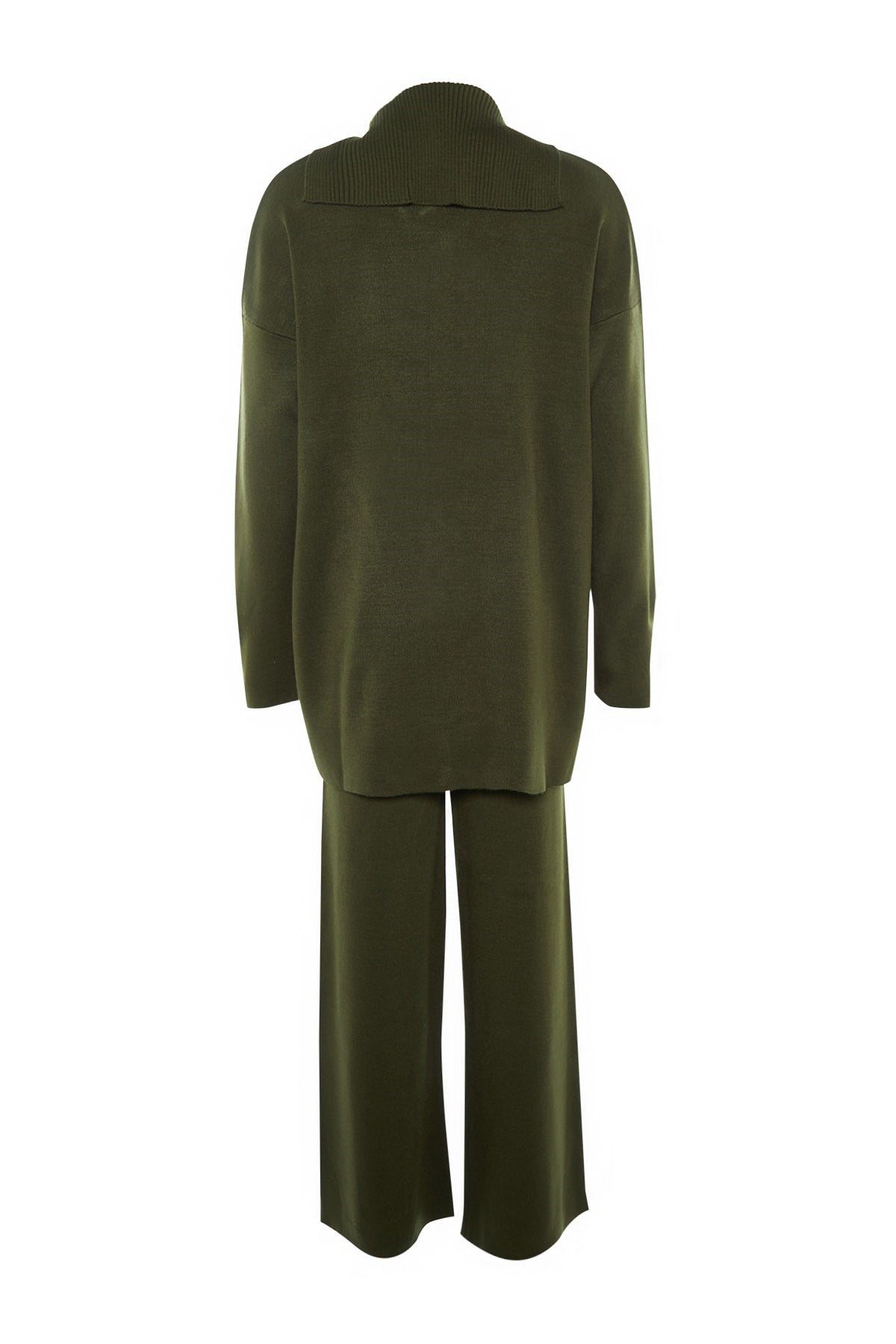 Emerald Green Collar Detailed Cardigan-pants Knitwear Suit Tctaw23us00100