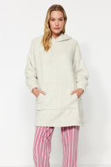 Cream Hooded Wellsoft Knitted Nightgown Thmaw24gc00008