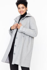 Grey Button-lined Cashmere Coat Tctaw23ab00007