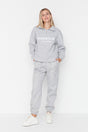 Grey Loose Jogger Thick Pleated Knitted Sweatpants Twoaw23ea00151