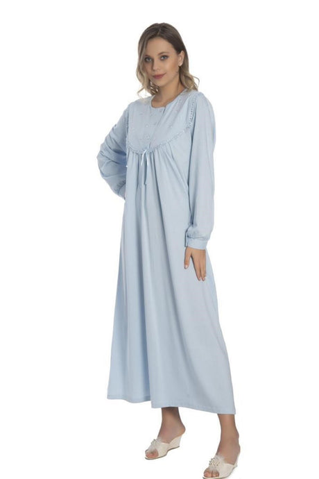 Women Cotton Long Sleeve Combed Nightgown 9005 Akala9005