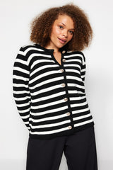 Black Striped Knitwear Cardigan Tbbaw24av00011