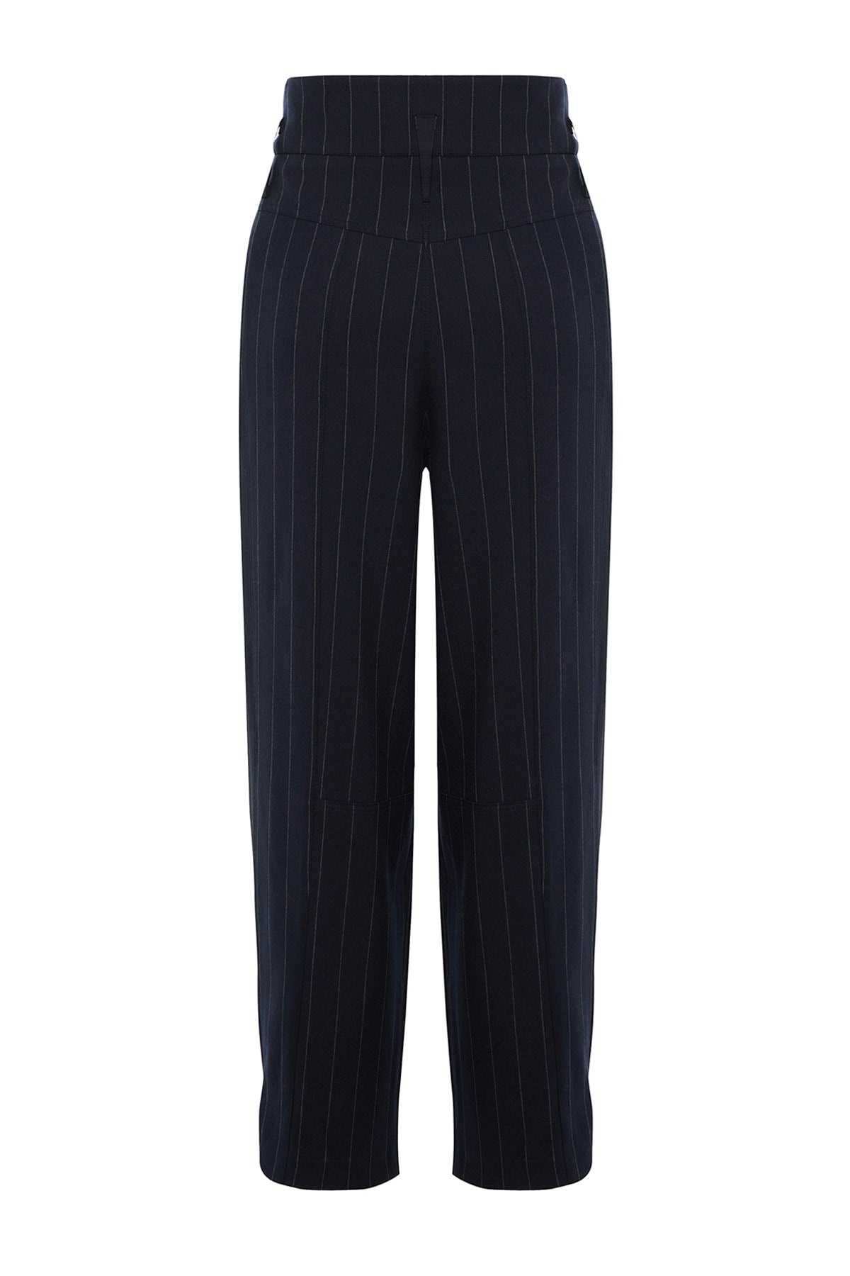 X Sagaza Studio Navy Blue Striped Leg Detailed Pants Tpraw23pl00039