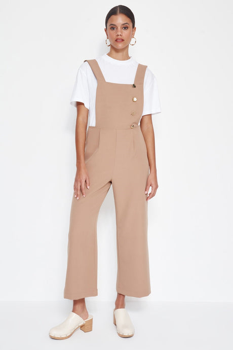 Mink Woven Button Detailed Jumpsuit Twoss19lj0356