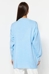 Ice Blue Pearl Detailed Knitwear Sweater Tctaw24ak00143