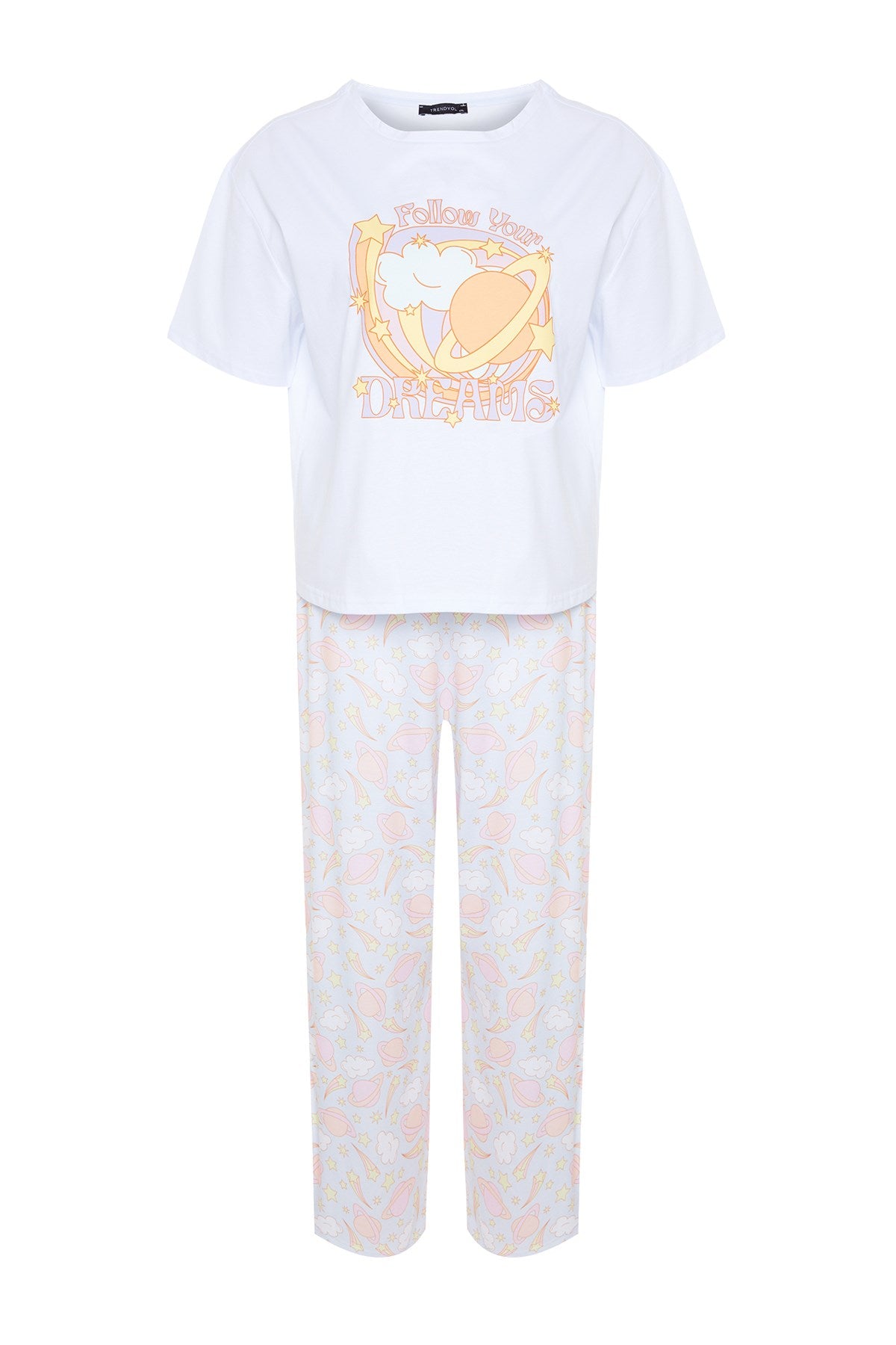 Pink Printed Knitted Pajama Set Tbbaw24ai00023