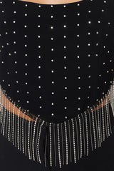 Black Crop Lined Knitted Shiny Stone Bustier Tprss23bs00109