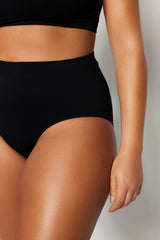 Black High Waisted Seamless Panties Tbbss23cm00002