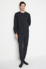 Men's Anthracite Knitted Waffle Pajamas Set Tmnaw24pt00015