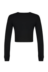 Black Low Shoulder Crew Neck Crop Thessaloniki/knitwear Look Knitted Blouse Twoaw24bz00168