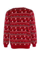 Red Men Regular Fit Crew Neck Christmas Jacquard Knitwear Sweater Tmnaw23kz00162