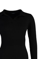 Dark Brown Polo Neck Knitwear Dress Tbbaw23ah00002