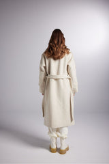 Accessory Detailed Wool Blend Maxi Size Woody Coat Ecru Hlwoodycoat