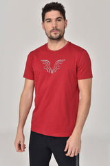 Men's Red Solid Color Printed Casual Sports Short Sleeve T-shirt 8814 Tb20ml07s8814-1|1057