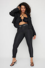 X Sagaza Studio Black Jumper Lanyard Bib Detailed And Push Up Stitched Sports Leggings Tclss23ty0000