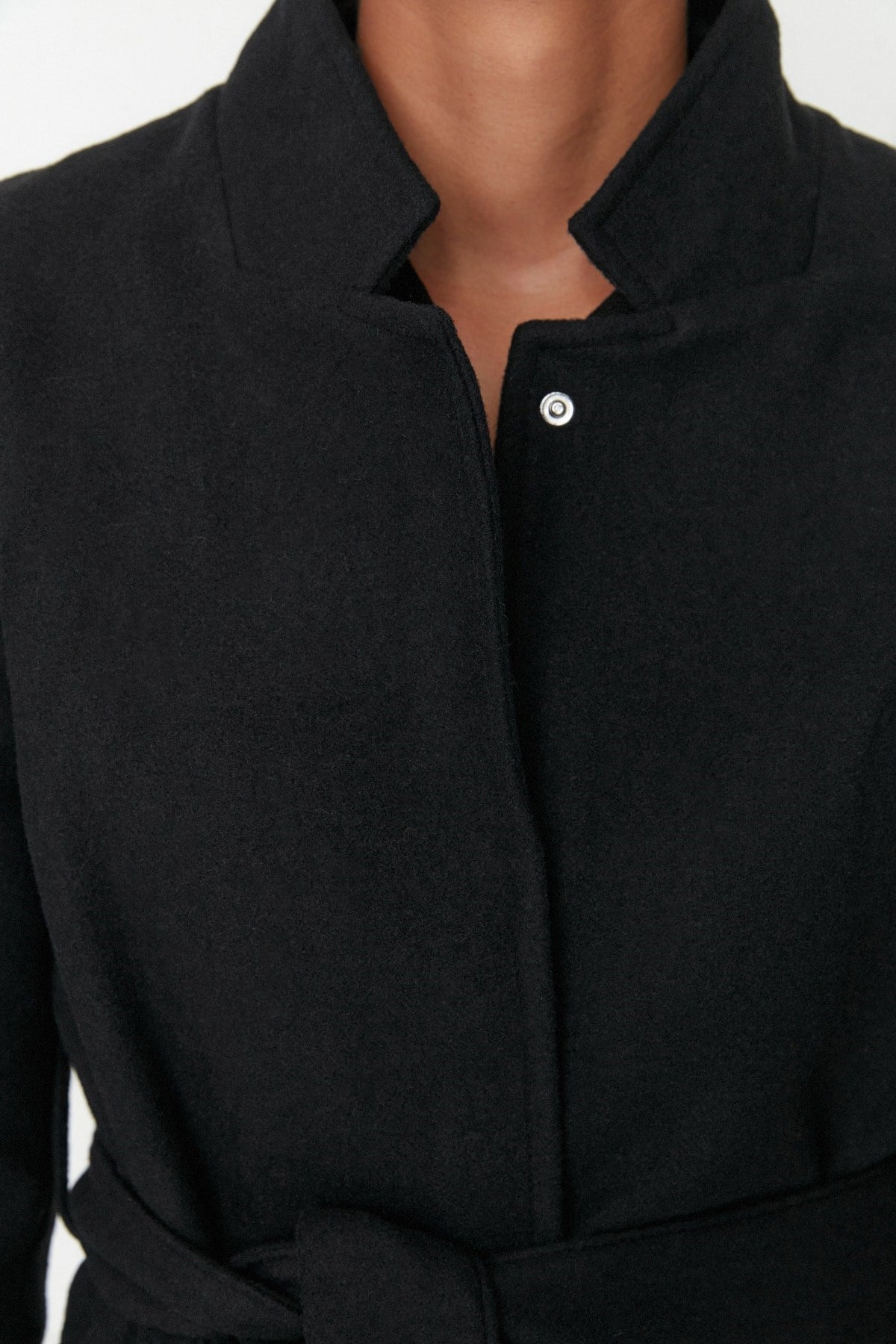 Black Belted Woolen Cashmere Coat Twoaw21kb0032