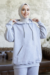 Merva Three Thread Tracksuit Set - Grey Ms00in39991