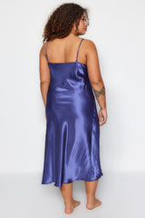 Indigo Lace Detailed Satin Woven Nightgown Tbbaw24ch00004