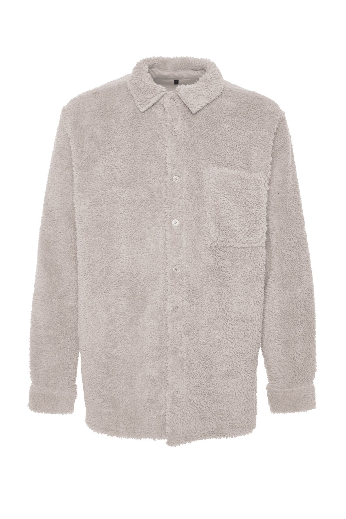 Light Grey Unisex Regular Fit Plush Shirt Tmnaw24go00076