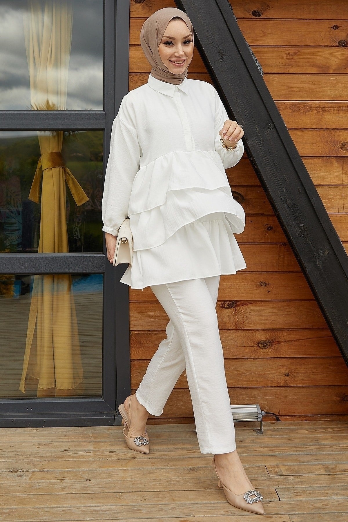 Rima Ruffle Shirt Set - White Ms00mt011221