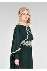 Women's Emerald T 52436 Fy Collection-lace Detailed Caped Evening Dress 17ynml052436