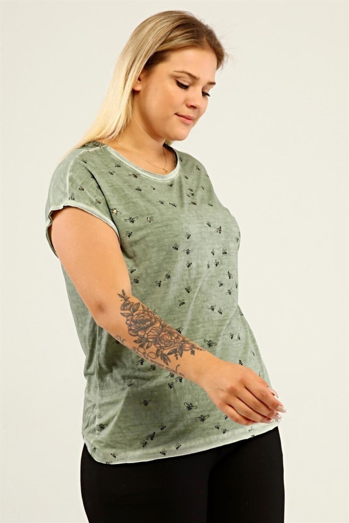 Spade Print Back Lace Oil Wash T-shirt-misty Fog Pra-1668864-905768