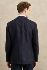 Men's Lace-up Cinnamon Slim Fit Slim Fit Mono Collar Patterned Wool Jacket 4a0423100014